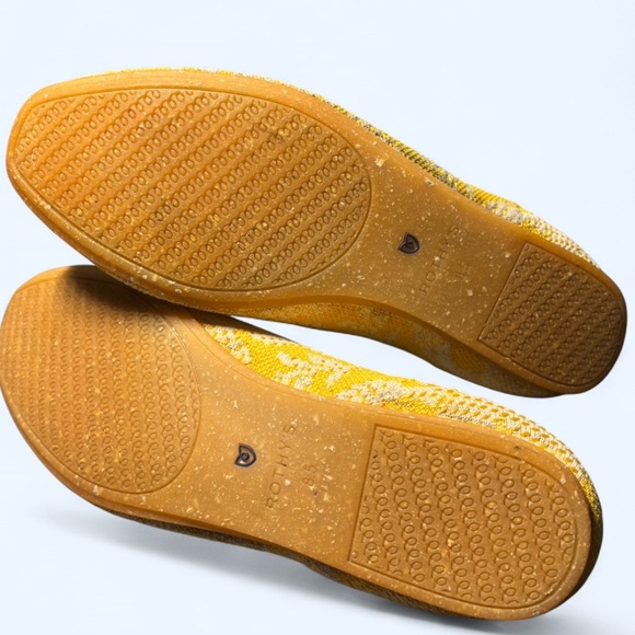 Rothy’s Daisy Yellow White Floral Printed Square Toe Flats Women’s, Size 8.5 - Picture 5 of 11